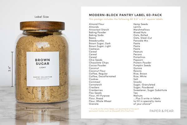 Modern-Block White Pantry Labels