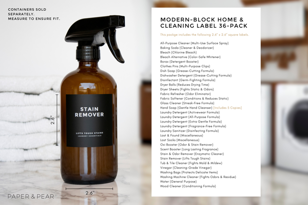 Modern-Block Black Cleaning & Home Labels