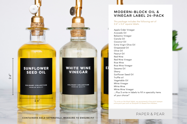 Modern-Block Black Oil & Vinegar Labels