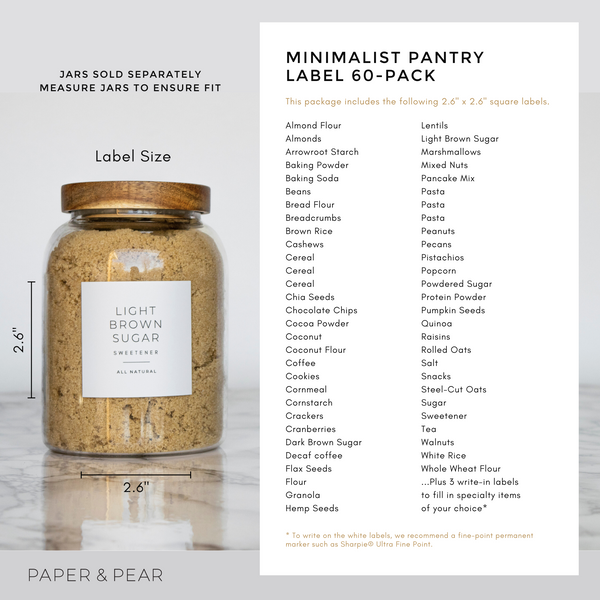 Minimalist Pantry Labels