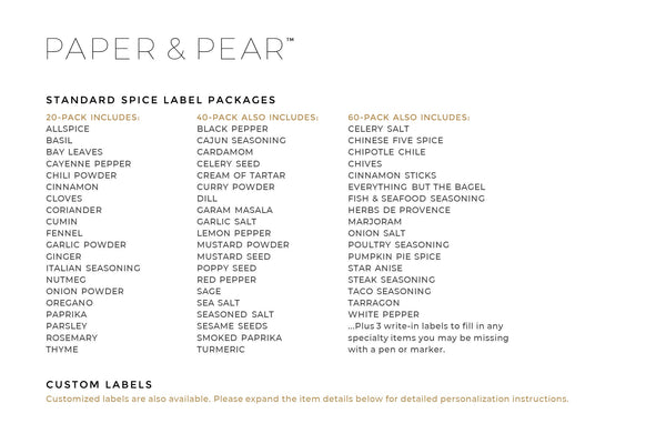 Modern-Numbered Spice Labels