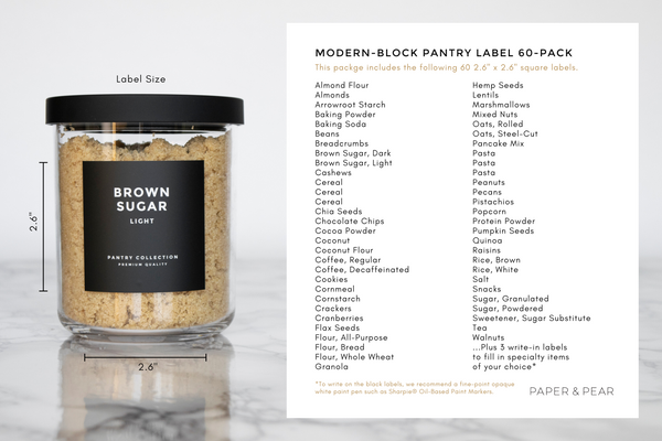 Modern-Block Black Pantry Labels