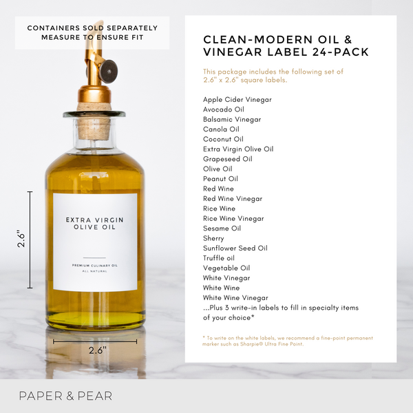 Clean-Modern Oil & Vinegar Labels