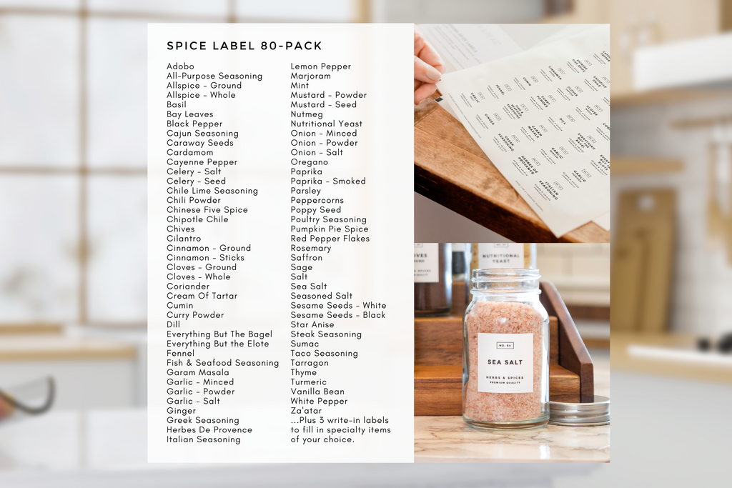 Modern-Block White Spice Labels – Paper & Pear