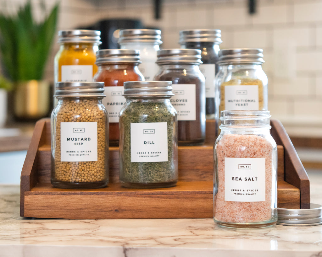 Modern-numbered Spice Labels Water and Oil Resistant