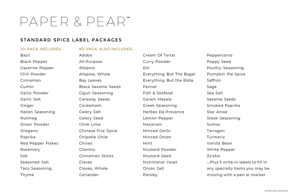 Modern-Block Black Spice Labels – Paper & Pear