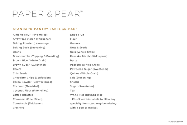 Minimalist Pantry Labels – Paper & Pear