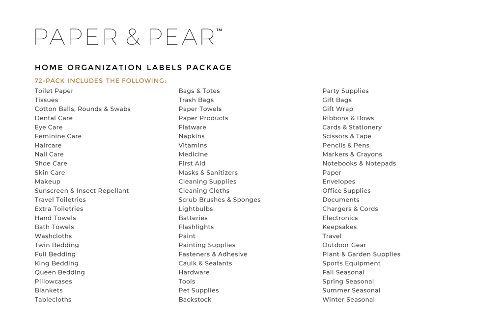 Modern Home Organization Labels – Paper & Pear