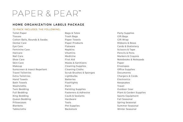 Minimalist Home Organization Labels