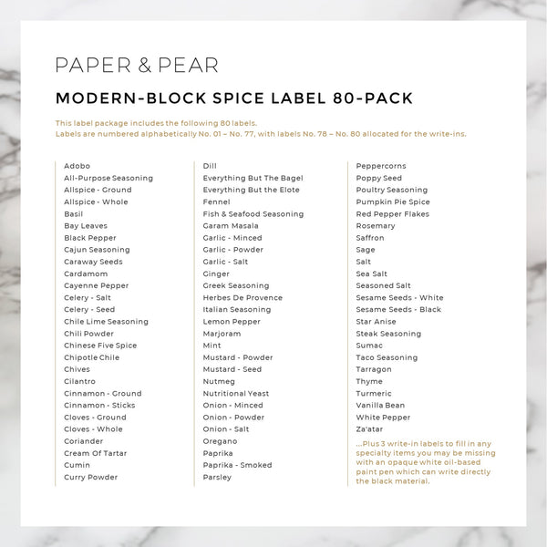 Modern-Block Black Spice Labels